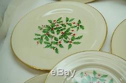 LENOX CHINA CHRISTMAS PATTERN HOLLY BERRY SPECIAL 6 DINNER 5 SALAD PLATES SET d