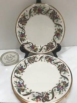 LENOX CHINA HOLIDAY TARTAN DINNER PLATES Set Of 8 -New withTags Holly