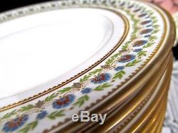 LIMOGES France painted floral gold gilt work salad / dinner plates set of 8