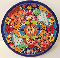Large 12 Talavera Dish Plate 6Pc Set Dinner Kitchen Mexican Pottery Folk Art