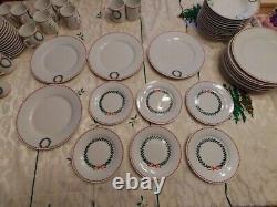 Laura Ashley Holly Wreath 65 Pieces Dinner Set For 12 Guests, 2003