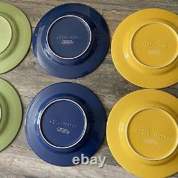 Le Creuset Dinner Plates Green Yellow Blue Lead Free Set Lot of 6