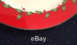 Lenox Christmas Holiday RED DINNER Plates Set of 4 Brand New with Tags