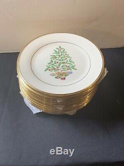 Lenox Dimension Collection Tree Holiday Set Of 4 Plates Gold Trim Dimension 8