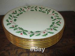 Lenox Holiday China Set Of 6 Dinner Plates Christmas Holiday Ivy Gold Trim
