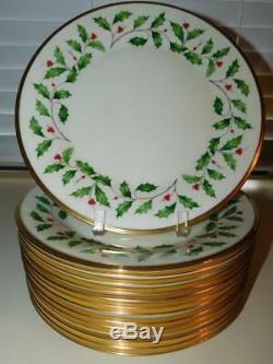 Lenox Holiday Dimension Dinner Plates Set Of 12 Mint