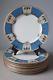 Lenox J484 Art Deco Jeweled Enamel Dinner Plates, Set Of (10), Blue & Yellow