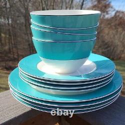Lenox Kate Spade RUTHERFORD CIRCLE Accent SaladDinnerBowl Turquoise Set of 12