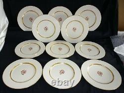 Lenox USA Nydia Set of 11 Dinner Plates 10 1/2 -Red Flower, Gold Trim