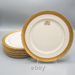 Lenox Westchester M139 Dinner Plates Monogramed Gold Encrusted Antique Set of 9