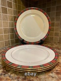 Lenox Winter Greetings Plaid Dinner Plate Set Of 4 New