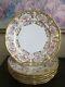 Limoges Elite France Hand Painted Set Of 6 Dinner Luncheon Plate Roses Gold