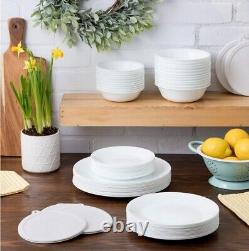 Livingware Winter Frost White, 66 Piece, Dinnerware Set Dinnerware Sets Plate