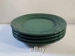 Longaberger Dinnerware Set Pottery Dishes Ivy Green 4 Dinner Plates NEW