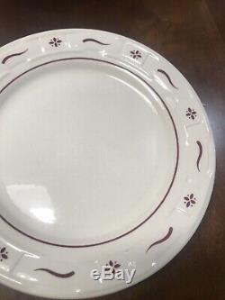 Longaberger Pottery Woven Traditions Heritage Red Dinner Plates Set of 10