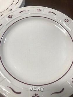 Longaberger Pottery Woven Traditions Heritage Red Dinner Plates Set of 10