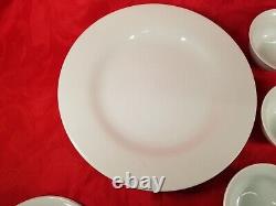 Lot of 12 POTTERY BARN PB WHITE 4 DINNER PLATE 6 Flat Tea Cups 2 Saucers