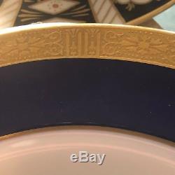 Lovely Set of 7 Minton Cobalt Blue & Gold Encrusted Dinner Plates H1745