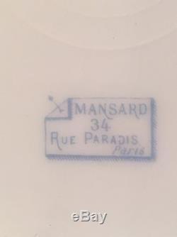 Lovey Antique Rare Set Of 12 French Mansard Cobalt Blue & Gold Dinner Plates OLD