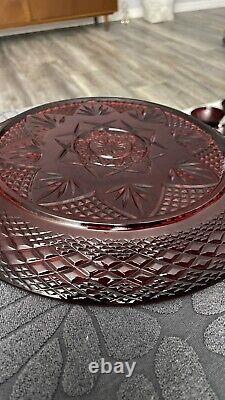 Luminarc Cristal D' Arques Durand Ruby Red Set of 24Dinner Salad Plates Cup Bowl