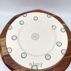 MADE IN PORTUGAL V Ceramic Dinner Plates 11 Polka Dot Aqua Blue Set of 6