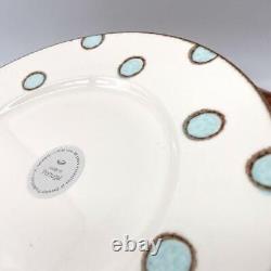 MADE IN PORTUGAL V Ceramic Dinner Plates 11 Polka Dot Aqua Blue Set of 6
