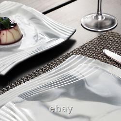 MALACASA AMPARO 30-Piece Porcelain Dinnerware Set Marble Grey Kitchen Tableware
