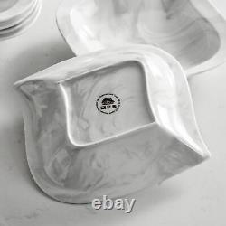 MALACASA Elvira Marble Grey Porcelain Dinnerware Set Dining and Kitchen Dishes