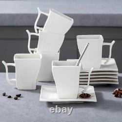 MALACASA Flora 30-Piece Porcelain Dinnerware Set Wave-shaped Plates Cups Saucers