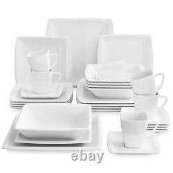 MALACASA Series Blance Porcelain Dinnerware Set Kitchen Dish Square Plates Bowls