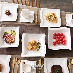MALACASA, Series Flora, 30-Piece Dinner Set Wave Shaped Plates Service for 6