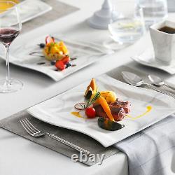 MALACASA Series Flora Dinnerware Set Porcelain Tableware Wave Shape Dishware Set