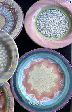 Mackenzie Childs Dinner Plates Mixed Retired Lot 11.5 Ceramic Set of 7