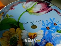 Mackenzie-child's Blue Flower Market, Enamel 10 Dinner Plates, Set Of 4, New