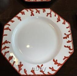 Made In Italy Taitu Red And White Coral Dinner Lunch Salad Plates Vintage Set 18