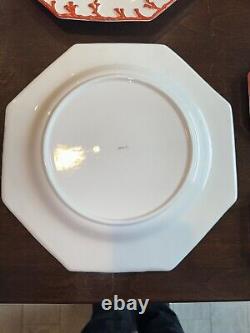 Made In Italy Taitu Red And White Coral Dinner Lunch Salad Plates Vintage Set 18