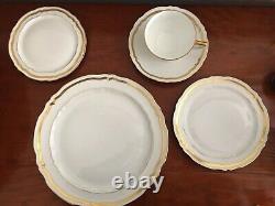 Marie Antoinette Gold on White by A. Raynaud et Limoges (8 place settings) 1967