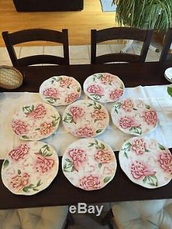 Maxcera Amour PINK Round Hand-painted Dinner Plates, Set Of 8