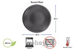 Melamine Round Dinner Plate Set Serving Dinnerware 811.5 Inch Matt Black Melmac