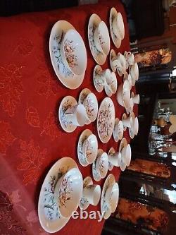 Mid Century Alfred Meakin Wild Rose English China, Complete Dinner Set For 8