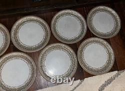 Midwinter Stoneware Braid Beige Round Dinner Plates 10.5 Set/8 Vguc