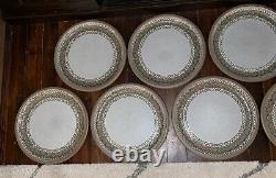 Midwinter Stoneware Braid Beige Round Dinner Plates 10.5 Set/8 Vguc