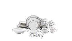 Mikasa Platinum Crown 42 Piece Dinnerware Set, Dinner Salad Plates, Cups, Bowls