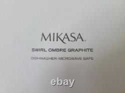 Mikasa Swirl Ombre Graphite 11 1/4 Dinner Plates Set of 10 Grey Plates #681