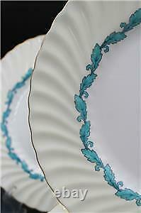 Minton Ardmore S. 363 Porcelain Set of 13 Dinner Plates Cream & Turquoise
