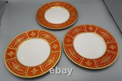 Minton H3029 H5245 H3030 Orange Gold Encrusted Dinner Plates Set of 10 10 5/8