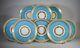 Minton Turquoise Pate-sur-pate With Hand Painted Flowers. Set Of 8
