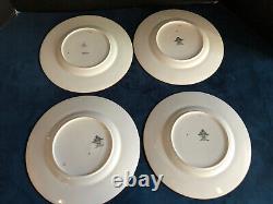 Mintons England Ripon Pattern 10 inch Dinner Plates Set Of Four Teal Floral