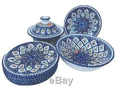 Moroccan Spanish Ceramic Plates Handmade Dinner Plates Tapas 8 Pieces Set Pasta