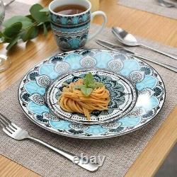 Moroccan Turkish 32 Piece 8 PERSON Porcelain Dinner Dinnerware Set Plate Bowls
